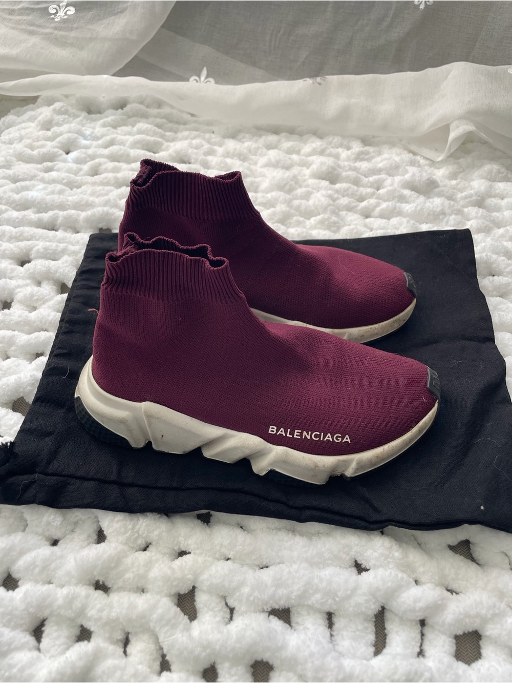 Balenciaga Wine Red Sock-Style Slip-On Sneakers
